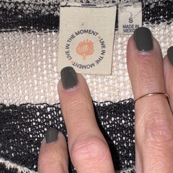 Boho Striped Lightweight Sweater Tie Front Small - Picture 3 of 7